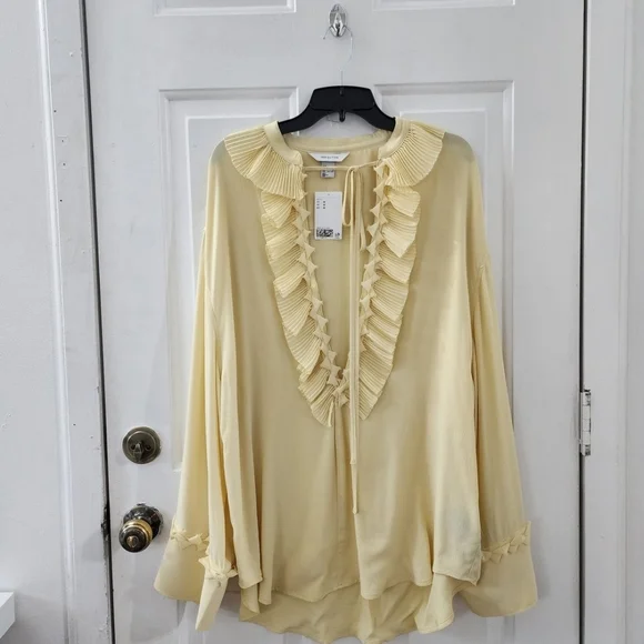 H&M Light Yellow Ruffled Tunic Blouse - Picture 5 of 8